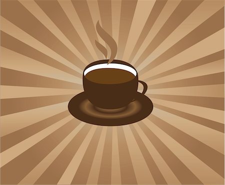expresso bar - vector cup of coffee with sunburst background Stock Photo - Budget Royalty-Free & Subscription, Code: 400-05272215