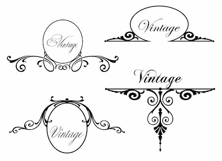 floral corner frame - Set different vintage design elements. Vector illustration Stock Photo - Budget Royalty-Free & Subscription, Code: 400-05272723