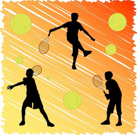 tennis kid silhouettes - vector Stock Photo - Budget Royalty-Free & Subscription, Code: 400-05272766