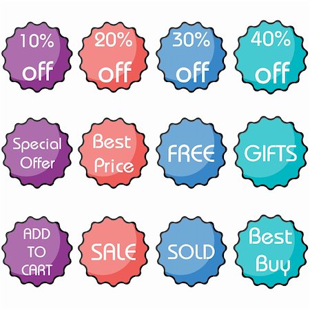 simsearch:400-06915685,k - illustration of set of colorful discount and sale icon Stock Photo - Budget Royalty-Free & Subscription, Code: 400-05272886
