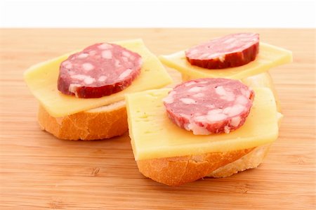 simsearch:400-04745282,k - Sandwiches with sausage, cheese and bread Stock Photo - Budget Royalty-Free & Subscription, Code: 400-05273015