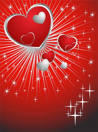 simsearch:400-04745515,k - vector eps10 illustration of red and silver hearts on an abstract background Foto de stock - Super Valor sin royalties y Suscripción, Código: 400-05273136