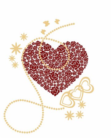 simsearch:400-04745515,k - vector eps10 illustration of golden elements around a red heart out of roses Foto de stock - Super Valor sin royalties y Suscripción, Código: 400-05273130