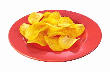 simsearch:400-06485611,k - potato chips on plate isolated on white background Foto de stock - Super Valor sin royalties y Suscripción, Código: 400-05273628