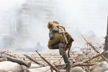 Battle scene at cinema city Cinevilla, in Latvia. Stock Photo - Budget Royalty-Free & Subscription, Code: 400-05273690