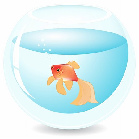 sad fish - illustration, solitary red fish in blue aquarium Stock Photo - Budget Royalty-Free & Subscription, Code: 400-05273866