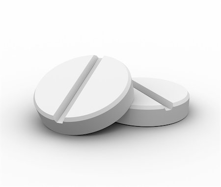 3d render of two pills. White background. Foto de stock - Royalty-Free Super Valor e Assinatura, Número: 400-05284301