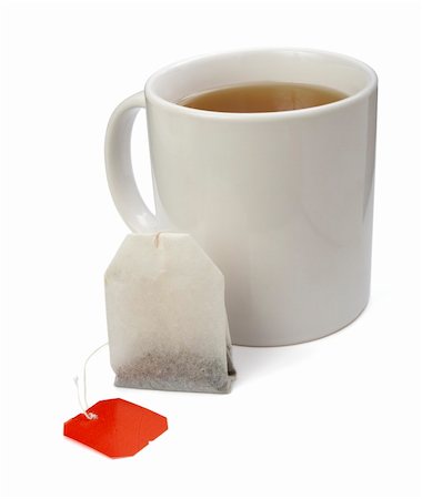 simsearch:400-06554630,k - close up of tea bag and coffee cup on white background with clipping path, shadow is not included Stock Photo - Budget Royalty-Free & Subscription, Code: 400-05284374