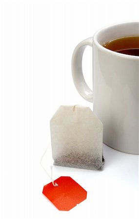 simsearch:400-06554630,k - close up of tea bag and coffee cup on white background with clipping path, shadow is not included Stock Photo - Budget Royalty-Free & Subscription, Code: 400-05284372
