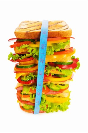 simsearch:400-07099478,k - Concept of healthy food with tape measure and sandwich Stock Photo - Budget Royalty-Free & Subscription, Code: 400-05284619