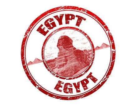 Red grunge rubber stamp with sphinx, pyramids shapes and the name of Egypt written inside the stamp Stock Photo - Budget Royalty-Free & Subscription, Code: 400-05284794