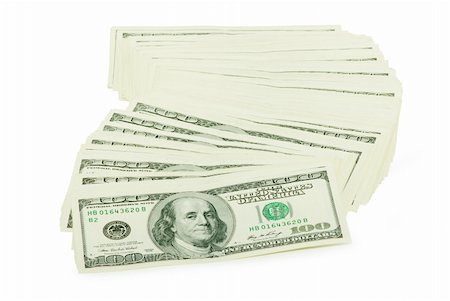 lot of money isolated on white background Stock Photo - Budget Royalty-Free & Subscription, Code: 400-05285416