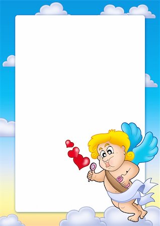 simsearch:400-04267372,k - Valentine frame with happy Cupid 1 - color illustration. Photographie de stock - Aubaine LD & Abonnement, Code: 400-05286037