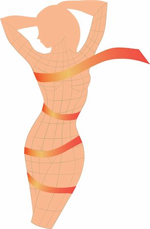 Woman's body with orange ribbon. Vector illustration. Stock Photo - Budget Royalty-Free & Subscription, Code: 400-05286133