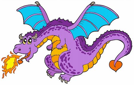 fire dragons flying - Huge flying dragon - vector illustration. Photographie de stock - Aubaine LD & Abonnement, Code: 400-05286200