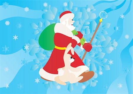 simsearch:622-06487860,k - Abstract winter background with Santa Claus and the hare. Photographie de stock - Aubaine LD & Abonnement, Code: 400-05286291