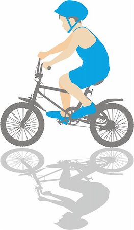 draw bike with people - illustration small boy on a bicycle Stock Photo - Budget Royalty-Free & Subscription, Code: 400-05286346