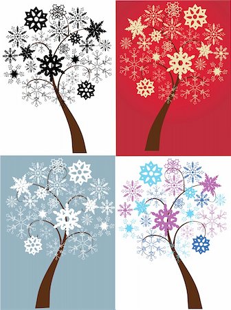 vector illustration of snow trees Photographie de stock - Aubaine LD & Abonnement, Code: 400-05286340