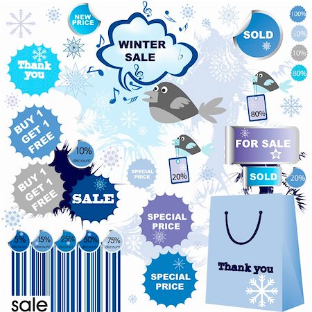 price tag in flower shop - Winter sale-set of stickers and labels Stock Photo - Budget Royalty-Free & Subscription, Code: 400-05286351