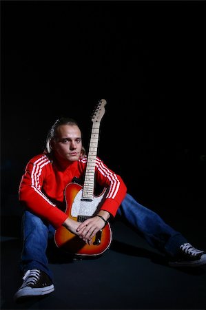 Man with electro guitar Stock Photo - Budget Royalty-Free & Subscription, Code: 400-05286478