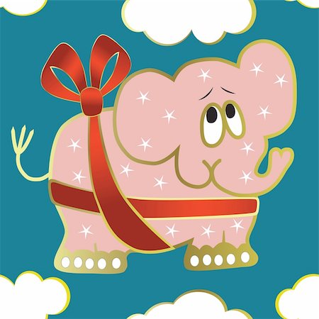 simsearch:400-06739427,k - Seamless background with elephant, red ribbon, vector illustration Photographie de stock - Aubaine LD & Abonnement, Code: 400-05286604