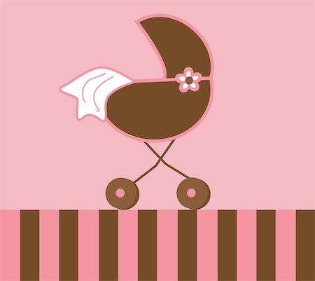 designs for new born baby cards - Cute pink baby girl stroller Stock Photo - Budget Royalty-Free & Subscription, Code: 400-05286659