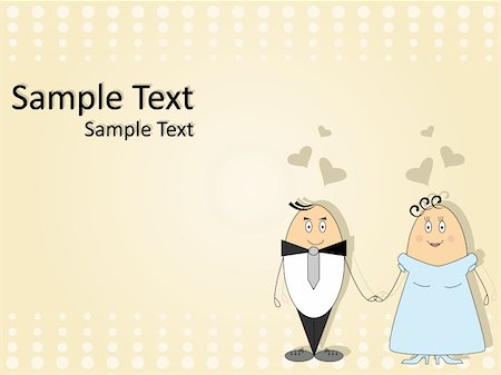 Vector pattern for wedding invitation with funny couple. Stock Photo - Budget Royalty-Free & Subscription, Code: 400-05286665