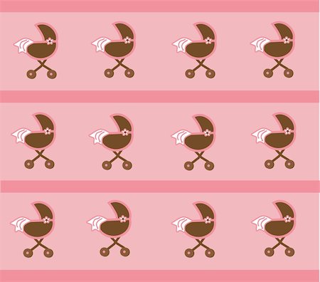 Pink baby girl stroller background Stock Photo - Budget Royalty-Free & Subscription, Code: 400-05286660
