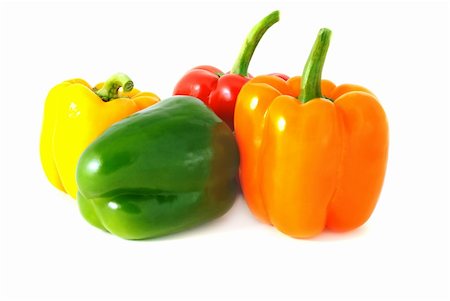 Four sweet peppers on a white background Stock Photo - Budget Royalty-Free & Subscription, Code: 400-05287017