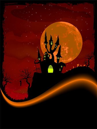 simsearch:400-04216941,k - Scary Halloween Castle with Copy Space. EPS 8 vector file included Foto de stock - Super Valor sin royalties y Suscripción, Código: 400-05287136