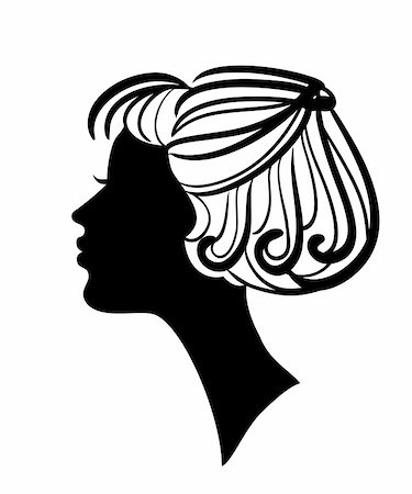 Beautiful woman silhouette with stylish hairstyle vector icon Foto de stock - Super Valor sin royalties y Suscripción, Código: 400-05287193