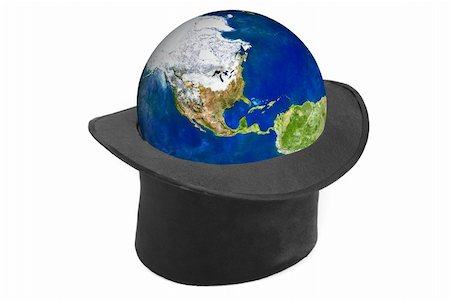 simsearch:400-07919690,k - Black hat and earth planet isolated on a white background Stock Photo - Budget Royalty-Free & Subscription, Code: 400-05287291