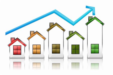 simsearch:400-05108570,k - illustration of homes with grow arrow on white background Photographie de stock - Aubaine LD & Abonnement, Code: 400-05287387