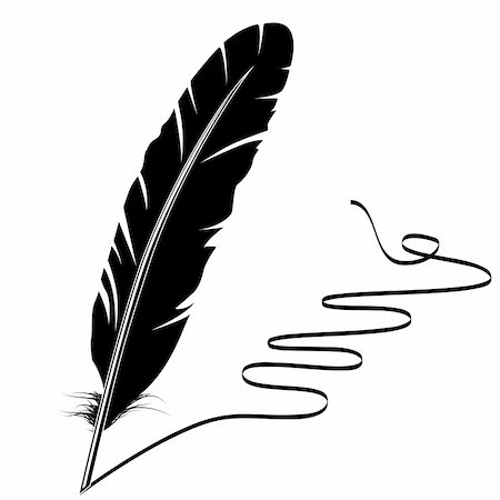 quill - Vector mohochrome writing old feather and flourish Stock Photo - Budget Royalty-Free & Subscription, Code: 400-05287380