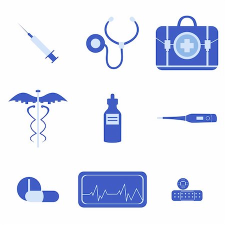 stethoscopes art - illustration of medical icons on isolated background Stock Photo - Budget Royalty-Free & Subscription, Code: 400-05287583