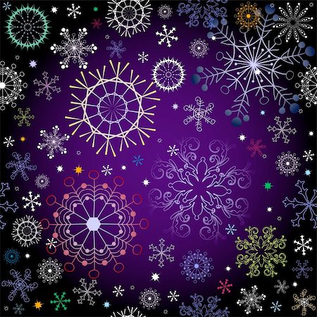 simsearch:400-03916850,k - Black and violet effortless christmas pattern with colorful snowflakes (vector) Stock Photo - Budget Royalty-Free & Subscription, Code: 400-05287691