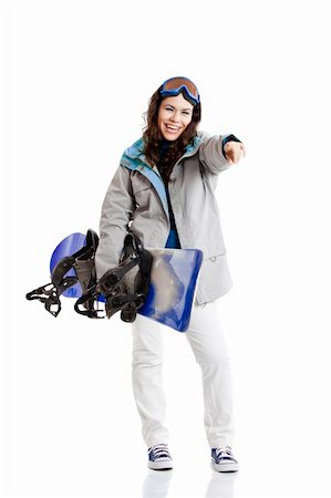 simsearch:400-04256964,k - Girl isolated on white with a snowboard Stock Photo - Budget Royalty-Free & Subscription, Code: 400-05287833