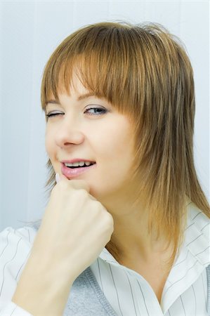 portrait of an attractive girl winking. Close-up Stock Photo - Budget Royalty-Free & Subscription, Code: 400-05288416
