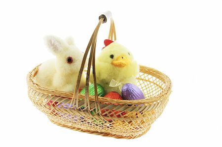 simsearch:400-04775746,k - Bunny, Toy Chick and Easter Eggs in Basket Stock Photo - Budget Royalty-Free & Subscription, Code: 400-05288726