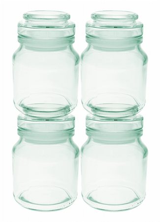 simsearch:400-05288858,k - Empty Glass Jars on White Background Stock Photo - Budget Royalty-Free & Subscription, Code: 400-05288858