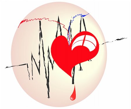 simsearch:400-04292176,k - red plastic heart with a white cardiogram line Stock Photo - Budget Royalty-Free & Subscription, Code: 400-05289114