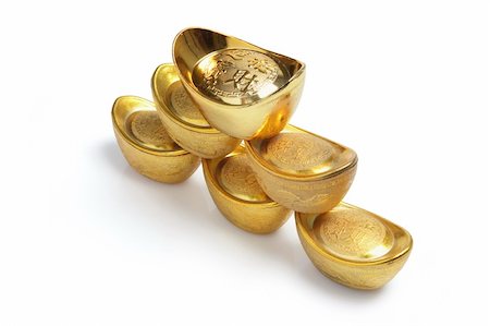 simsearch:400-05731349,k - Stack of Chinese Gold Ingots on White Background Stock Photo - Budget Royalty-Free & Subscription, Code: 400-05289142
