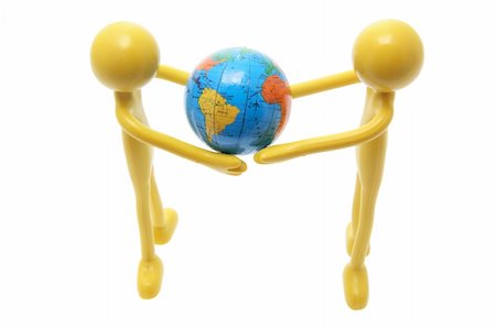 simsearch:400-04774467,k - Rubber Figures with Globe on White Background Foto de stock - Super Valor sin royalties y Suscripción, Código: 400-05289384