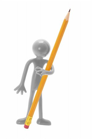 simsearch:400-05289294,k - Rubber Figure with Pencil on white Background Fotografie stock - Microstock e Abbonamento, Codice: 400-05289387