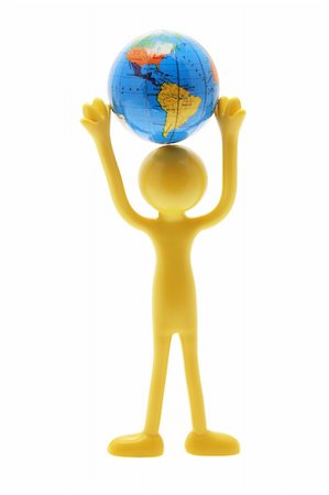 simsearch:400-04774467,k - Miniature Figure with Globe on White Background Stock Photo - Budget Royalty-Free & Subscription, Code: 400-05289382