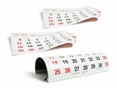 simsearch:400-04777485,k - Calendar Pages on Isolated White Background Fotografie stock - Microstock e Abbonamento, Codice: 400-05289479