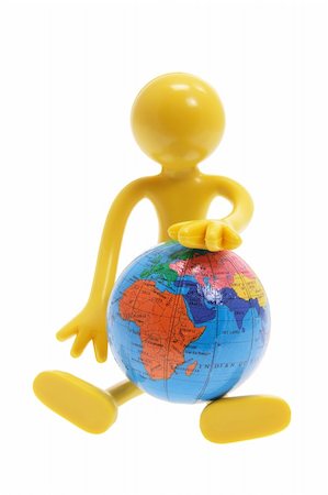 simsearch:400-04774467,k - Miniature Figure with Globe on White Background Fotografie stock - Microstock e Abbonamento, Codice: 400-05289672