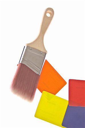 simsearch:400-04996705,k - Paintbrush with Several Paint Sample Choices. Isolated on White with a Clipping Path. Photographie de stock - Aubaine LD & Abonnement, Code: 400-05280097