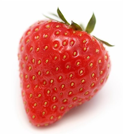 simsearch:400-06076486,k - Single strawberry on white background Foto de stock - Royalty-Free Super Valor e Assinatura, Número: 400-05280091
