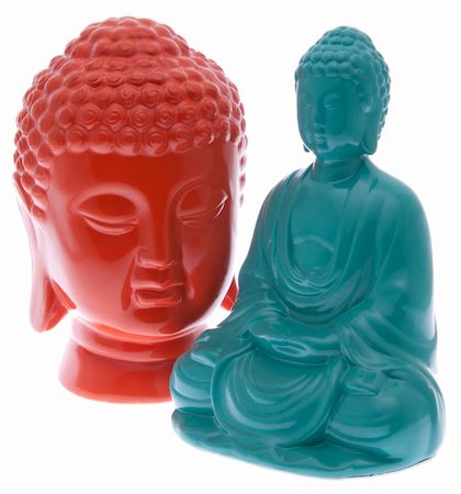 simsearch:400-04755656,k - Pair of vibrant buddha statues in blue and orange.  File includes clipping path. Stock Photo - Budget Royalty-Free & Subscription, Code: 400-05280604